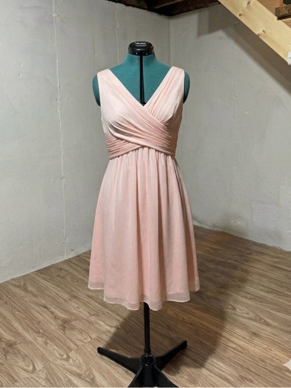 Simply Liliana Peach Chiffon V-Neck Empire Waist Dress